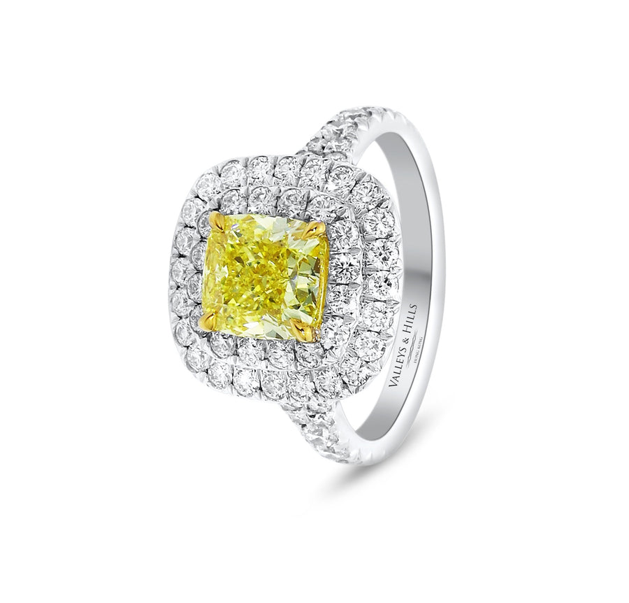 Canary Diamond with Double Halo