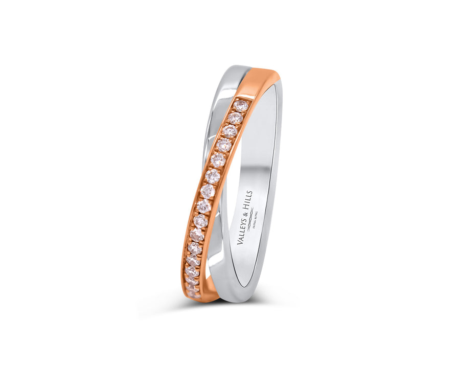 Two-Tone Criss-Cross Band with Diamonds