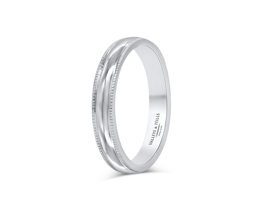 White Gold Band with Textured Edges