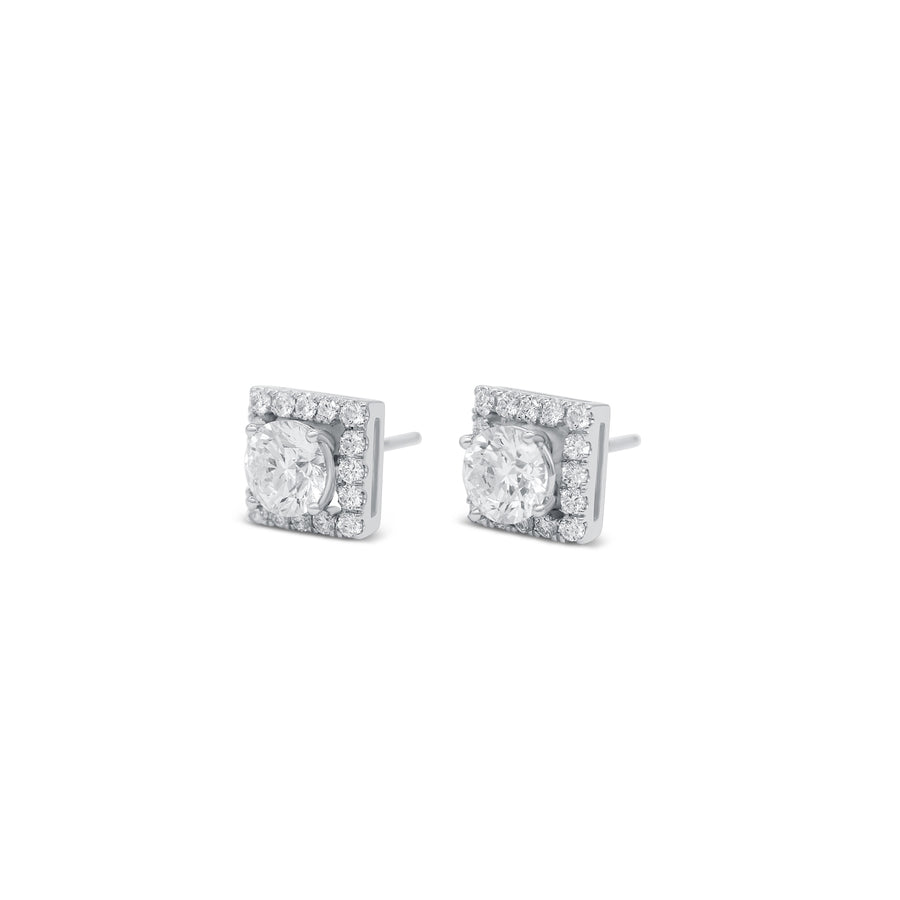 Square Halo Jacket Earrings