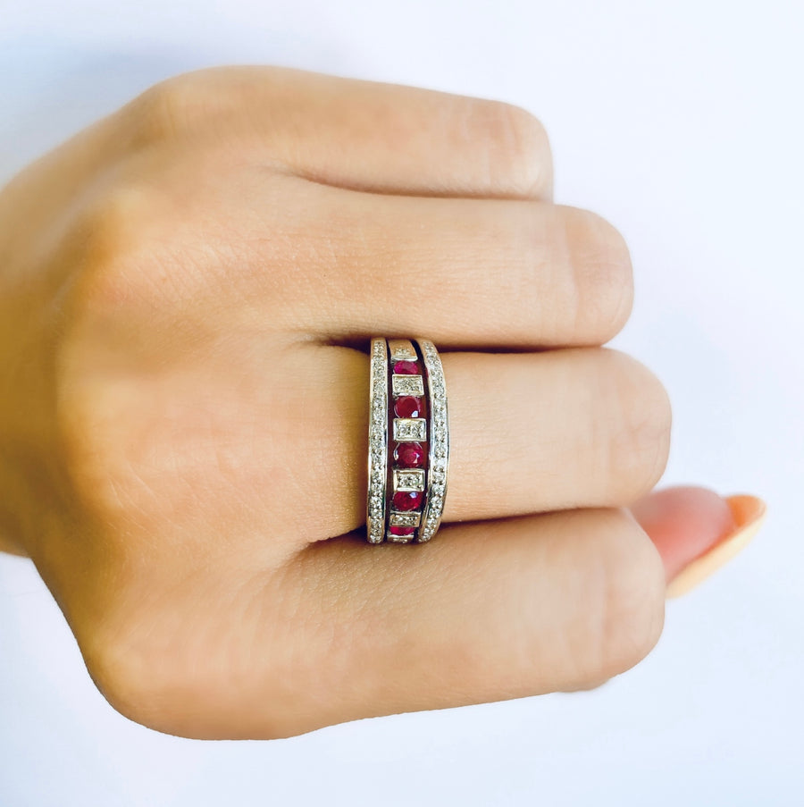 維多利亞時代紅寶石鑽石戒指