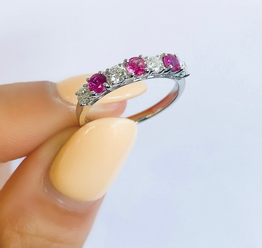 Pink Sapphire & Diamond Ring